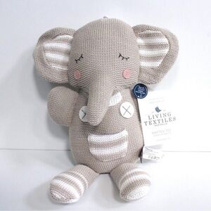 Living Textiles Theodore Elephant Plush Rattle Stuffed Animal 13" Gray Sleeping